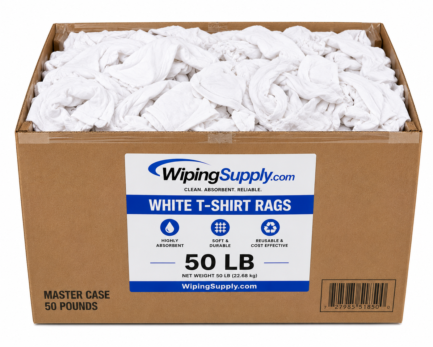 White T-Shirt Rags - 50 LB Master Case