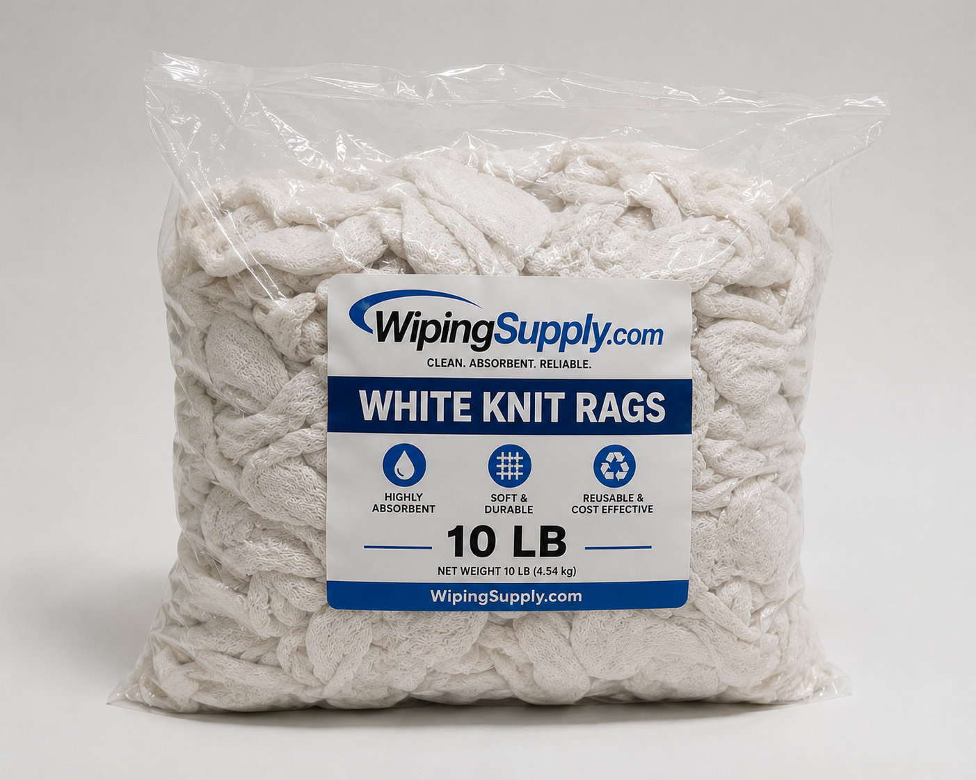 White T Shirt Rags - 10 LB Bag