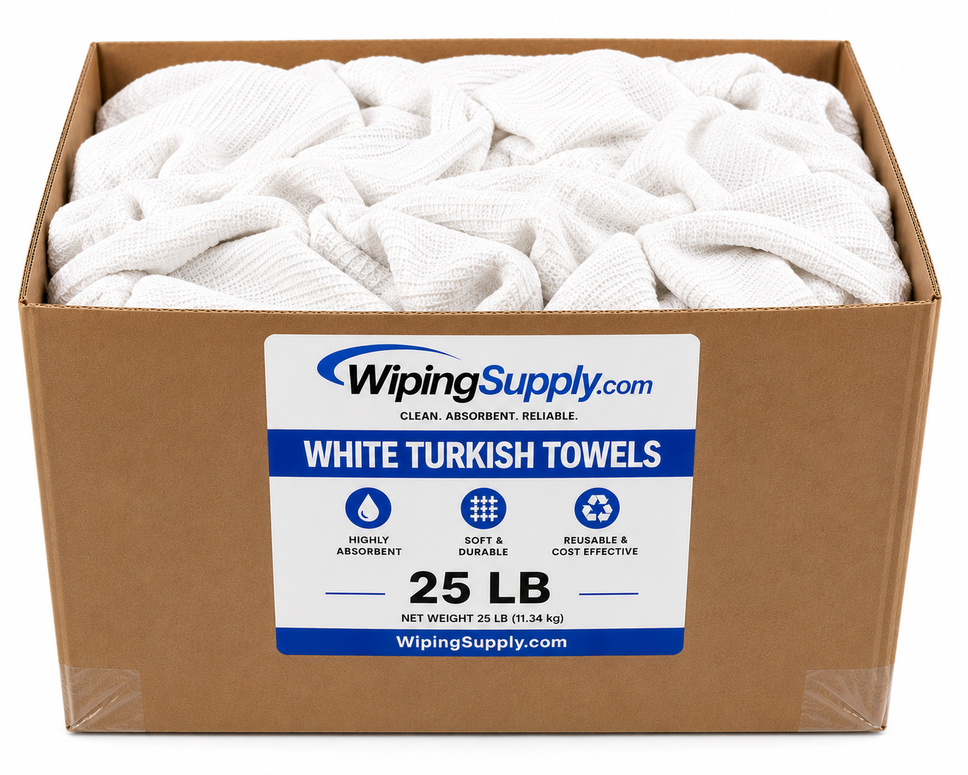 White Turkish Towels - 25 LB Box
